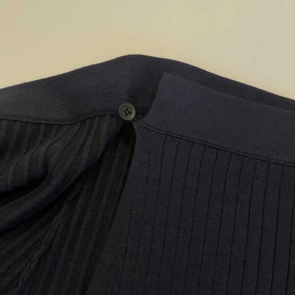 Pari Desai Ribbed Knit Wrap Skirt Small Midi Ribbed Navy Blue Academia Heritage - Picture 7 of 12